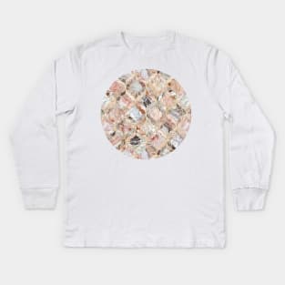 Rose Marble Moroccan Tile Pattern Kids Long Sleeve T-Shirt